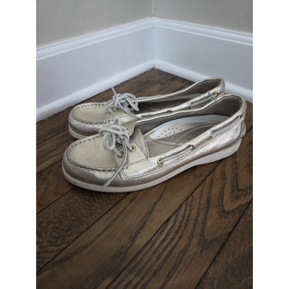 Ralph Lauren Metallic Boat Shoes Womens 8b Classic Elevated Casual Preppy Yarina